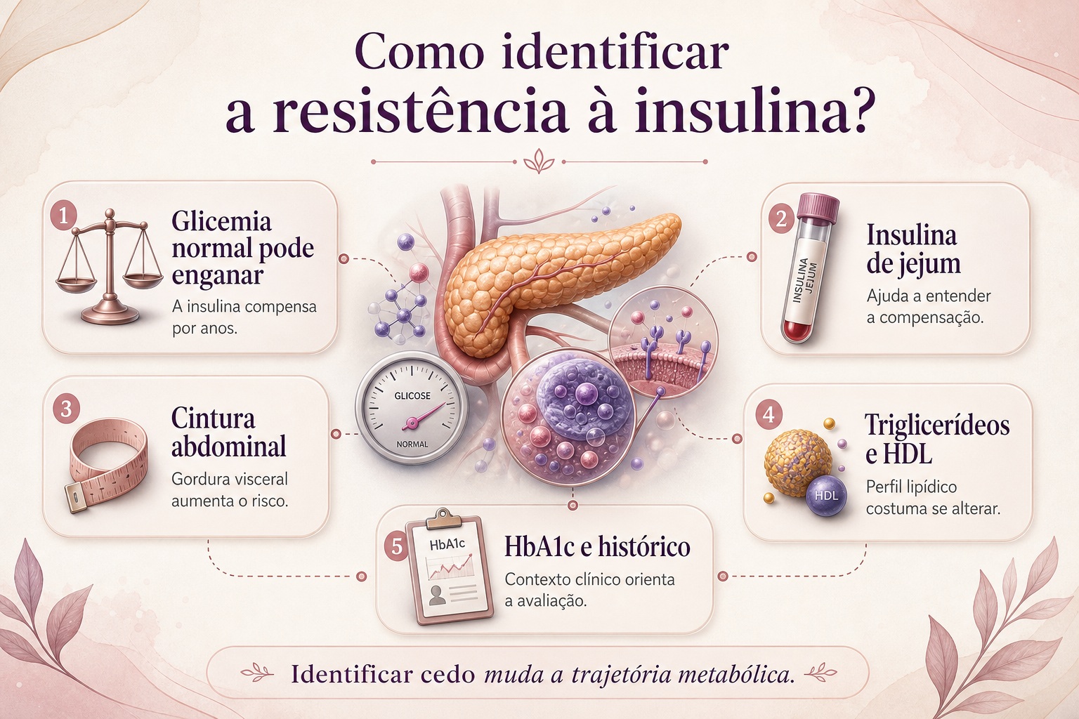 Infográfico sobre como identificar resistência à insulina